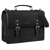 STILORD 'Bernd' Borsa Porta PC 15,6 Pollici Pelle Borse Valigetta 24 Ore Ventiquattrore Vintage Cartella Portadocumenti Uomo Donna da Ufficio, Colore:ossidiana nero