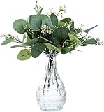 FAINCA 15 Pezzi Fiori Artificiali Eucalipto, Rami Decorativi per Vaso, Foglie e Steli Finti per Decorazioni Bouquet Sposa