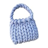 LOVIVER Borsa da donna all'uncinetto Borsa a mano intrecciata Chunky Lady Trendy Pochette Portafoglio Borsa a tracolla leggera Borsa ascellare per lavoro di, Blu