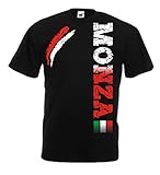 Vestipassioni t-Shirt Monza Maglietta Ultras Tifosi Anche per Bambini(L, Nero)