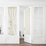 PONY DANCE Tende Cucina a Vetro 2 Pezzi 60x240 CM Tenda Lino Semitrasparenti con Tasca a Vetro per Porta Finestra Moderne Curtains per Interni, Beige