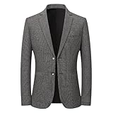 Generisch Giacca invernale da uomo e da uomo, comoda moda prom button giacca formale, grigio., 3XL
