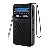 Radiolina Portatile, FM/AM Radio a Pile, Radiolina con Comoda Clip a Moschettone Per Cuffie, Versatile Radio a Pile, Nero