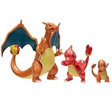 Pokèmon PKW2777 - Confezione da 3 pezzi, 2 Charmander, 3 Charmeleon e 10 cm Charizard Battle Figures, Evolution Multipack stile 1