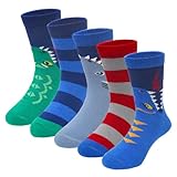 LOFIR Bambino Calzini di Cotone Divertenti: Calze Ragazzo senza Cuciture Fantasia Animale per Bimbo per Idée Regalo 2-12 Anni Squalo Taglie 35-38 5 Paia