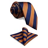 SHLAX&WING Nuovo Blu Arancione Strisce Cravatta da uomo Set Attività commerciale