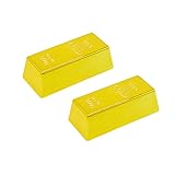CHUANGOU 2 Pezzi Finti Lingotti D' Oro，Lingotti D' Oro Mattoni，per Film Prop novità Regalo Scherzo.（M）