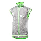 SIX2 Green Fluo Gilet Antivento TRASPARENT Unisex Adulto