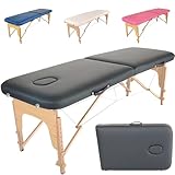 Beltom® LETTINO DA MASSAGGIO BASIC 2 ZONE IN LEGNO PORTATILE PESA SOLO 11,8 KG RICHIUDIBILE + PANNELLO REIKI + ANGOLI ARROTONDATI E RINFORZATI - FISIOTERAPIA ESTETISTA TATTOO TATUAGGI - Nero