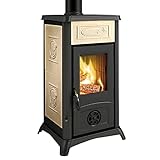 Stufa A Legna 'Gemma Liberty' Rivestimento Esterno In Maiolica. Porte, Testata E Focolare In Ghisa. Vetro Ceramico, Dimensioni Mm. 460X495Xh.840.. Potenza Nominale 6 Kw.
