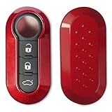 Lage Guscio per Chiave + Pad Pulsanti Tasti compatibile con Fiat Grande Punto Evo Panda 500 Bravo Stilo e Lancia Ypsilon Delta Musa, Telecomando Cover Scocca Gommino Ricambio (guscio rosso + tasti)