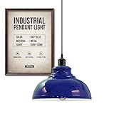 LEDSone Lampada a sospensione industriale retrò vintage lampadario lampada illuminazione da soffitto paralume in metallo per ristorante soggiorno camera da letto cucina bar corridoio (blu navy)