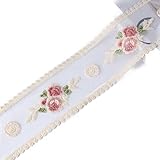 Nastro in pizzo, delicato nastro in cotone ricamato, per decorazioni nuziali, fai da te, cucito, decorazione per la casa, 9,1 m (beige)