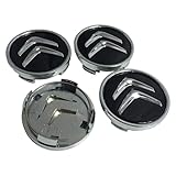 4 Tappi Coprimozzo per Citroen 60mm C1 C3 C4 C5 C6 DS3 Fregi Cerchi in Lega Logo, Nero