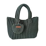 Borsa creativa fatta a mano lavorata a maglia, morbida e pratica, in filato con manico superiore, borsa morbida per date di shopping e stili di miglioramento accessorio fatto a mano alla moda, Verde