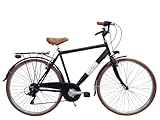 Cicli Tessari - bicicletta uomo bici da passeggio city bike 28'' vintage cambio 6 velocita' (nero, 54(mt.1,75/1,90))