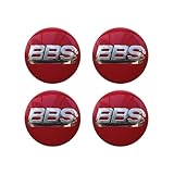 4 Pezzi Adesivi Coprimozzo Auto per BBS, Coprimozzi Adesivi Copriruota Adesivo per Coprimozzo Del Cerchio Della Ruota Dell'Auto,Red Silver-45mm
