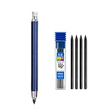 Matita da disegno in metallo da 5,6 mm con 4 mine 2B 4B 6B 8B set professionale arte schizzo matita meccanica Kawaii cancelleria può essere riempita (blu)