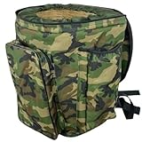 acquaverde | Zaino Portafunghi per Raccolta Funghi Professionale, Verde Mimetico, Imbottito Anti-urto con 3 Tasche, Cesta in Vimini - cm. 41x35x43