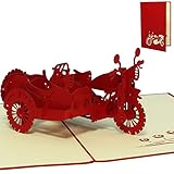 LIN - Pop Up 3D Biglietto d'auguri, Motocicletta con sidecar, (#159)