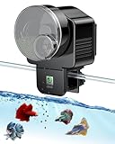 Pawfly Mangiatoia Automatica Acquario, Dispenser Mangime Pesci Automatico da 60 ml con Timer, Distributore Automatico cibo pesci Regolabile per Pellet e Strisce, a Batteria