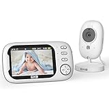 GHB Baby Monitor Video e Audio 3.5'' 720HD Telecamera, 2000mAh Batteria, Comunicazione Bidirezionale,VOX Visione Notturna Visione Monitoraggio Temperatura,Ninne Nanne