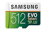 Samsung EVO Select 512 GB microSD 100 MB/s e 90 MB/s, velocità, scheda di memoria Full HD e 4K UHD con adattatore SD per smartphone, tablet, action camera, drone e notebook