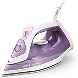 Philips Ferro da stiro a vapore 3000 Series – 2.000 W, potenza costante di 30 g/min, colpo di vapore da 140 g, piastra in ceramica, vapore verticale, viola/bianco (DST3010/30)
