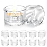 12pcs portacandele vetro, 4.5x3.5cm mini Portacandele Votivi Vetro Trasparente Set, porta candele matrimonio, portacandele da esterno per Festa, Centrotavola Decorazioni