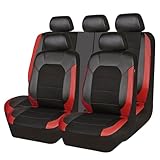ZHAOHAO Coprisedili Auto per Fiat Qubo 2008 2009-2012 2013 2014 2015 2016 2017 2018 2019, Sedere Protezion Pelle Set Completo Durevole Traspirante Comfort Impermeabile Protect Accessori,Red