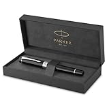 Parker Duofold Classic Black Penna stilografica Centennial con finiture in palladio, punta in oro puro media, inchiostro nero e adattatore