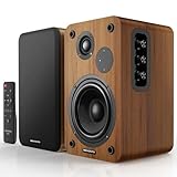 MEVOSTO Altoparlanti da Scaffale Attivi - 36W RMS BT 5.4 Altoparlante Wireless con Tweeter a Cupola in Seta 1" e Woofer 5" - Audio Digitale USB Monitor Studio, Bassi e Alti Regolabili Casse PC (Legno)
