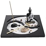 lachineuse - Porta incenso Buddha giardino giapponese - Decorazione Zen Interni Buddha - con sabbia, pietre e rateau - Decorazione Zen Meditazione - Oggetto decorativo asiatico - Idea regalo