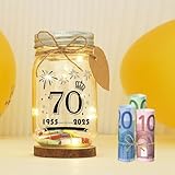 Seutgjie Regalo 70 Anni Donna Uomo, Decorazioni Compleanno 70 Anni 1955-2025 Luce LED Bottiglia