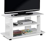 Bakaji Mobile TV in Legno MDF con 2 Ripiani Porta Console Videogiochi DVD e 4 Ruote Mobiletto Carrello Porta Televisore Design Moderno Dimensione 80 x 40 x 45 cm (Bianco)
