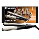 Remington Piastra Sleek & Curl - Ottimo per lisciare e modellare Ricci e Onde - Design arrotondato, rivestimento ceramico ultra, Tormalina di qualità, Display LCD, 150-230°C, piastra per capelli S6500