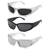 Bacxzomx 3 Paia Vintage Occhiali da Sole da Uomo Donna, Futuristici Y2K Sunglasses, Wraparound Sportivi Occhiali da Sole Veloci per Guida Pesca Ciclismo Sport UV400