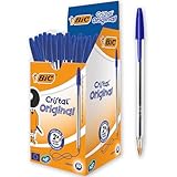 BIC Penne Blu a Sfera, Cristal Original, Punta Media, 1 mm, Confezione 50 Penne, Fornitura per Cancelleria Scuola e Ufficio