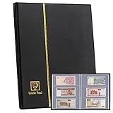 60 Tasche Valuta Album-7.7" x 3.2" Banconote Raccolta Titolare Libro di Archiviazione con Custodia Protettiva per Carta Pieghevole Soldi Dollari Banconote Carte Collezionabili Francobolli AN01BK