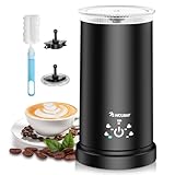 NWOUIIAY Montalatte Elettrico 5 in 1, Cappuccinatore 600W 350ML, Macchina per Schiuma Calda e Fredda Veloce, Silenzioso in Acciaio Inossidabile per Cappuccino, Latte, Macchiato e Cioccolata Calda