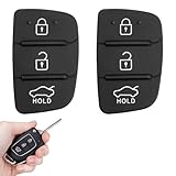 2 Pulsanti per Chiave, Pannelli Tasti per Chiavi Auto in Gomma a 3 Tasti, Compatibili con Hyundai Santa Fe, Tucson, i40, i30, i20, i10, ix20, ix30, ix25, ix35, Tastiera di Ricambio per Telecomando