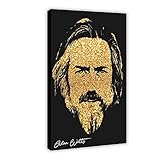 Alan Watts Poster Ritratto Arte da Parete Tela Arte Decor Stampa Quadri per Soggiorno Camera da Letto Decorazione Telaio: 40 x 60 cm
