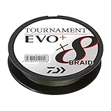 Daiwa Tournament X8 Braid EVO+ 0.16mm, 12.2kg/26.8lbs, 135m Verde Scuro, Filo da Pesca Trecciato, 12760-016