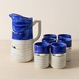 Set Brocca 1 Lt con 6 Bicchieri 200 ml in Ceramica Stile Vietrese Dipinta a Mano – Servizio da Tavola Elegante 0508251001