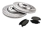 GT Sport Disco Rotori + Pastiglie compatibili con AUDI A5 8T3 COUPE 2007 2008 2009 2010 2011 2012 2013 2014 2015 2016 2017 - Anteriore - Ventilato - 0282GV - Diametro 345mm - Fori 5.