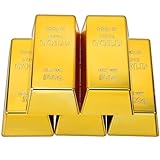 ZOSIGN Lingotto d'oro Replica, 5 Pezzi Finti Lingotti d'oro, Lingotti d'oro in Plastica Fermaporta, Fermacarte, Lingotto d'oro Replica per Film Prop novità Regalo Scherzo Scena del Tesoro (500g)