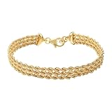 etrusca GIOIELLI Bracciale Donna Multi-filo placcato Oro 18k – Bracciale Dorato Catena Corda – Gioielli Made in Italy – Braccialetto Idea Regalo Compleanni, Anniversari, Festa Donna, Festa Mamma
