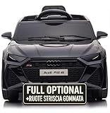 Macchina Elettrica Per Bambini Audi RS 6 Full Optional Auto Elettrica Per Bambini Telecomandata Sedile In Pelle Porte Apribili Doppio Motore Elettrico 12V Carico 25 Kg TOYSCAR (Nero)