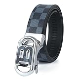 Cintura a quadri con fibbia automatica lettera B da uomo, Grigio, 120 cm