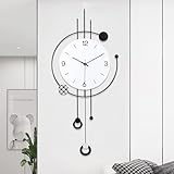 EMITDOOG Grande orologio da parete moderno per soggiorno, grande orologio decorativo a pendolo, orologio da parete a pendolo, funzionamento a batteria, senza ticchettio, per camera da letto, cucina